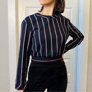 Striped Button Crop Top by Zara
